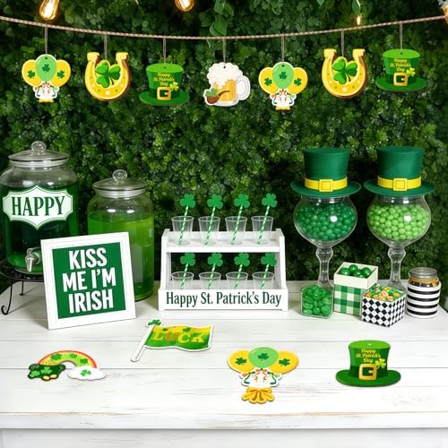 36PCS Wooden St. Patrick's Day Ornaments to Paint Shamrock Cutout Decorations