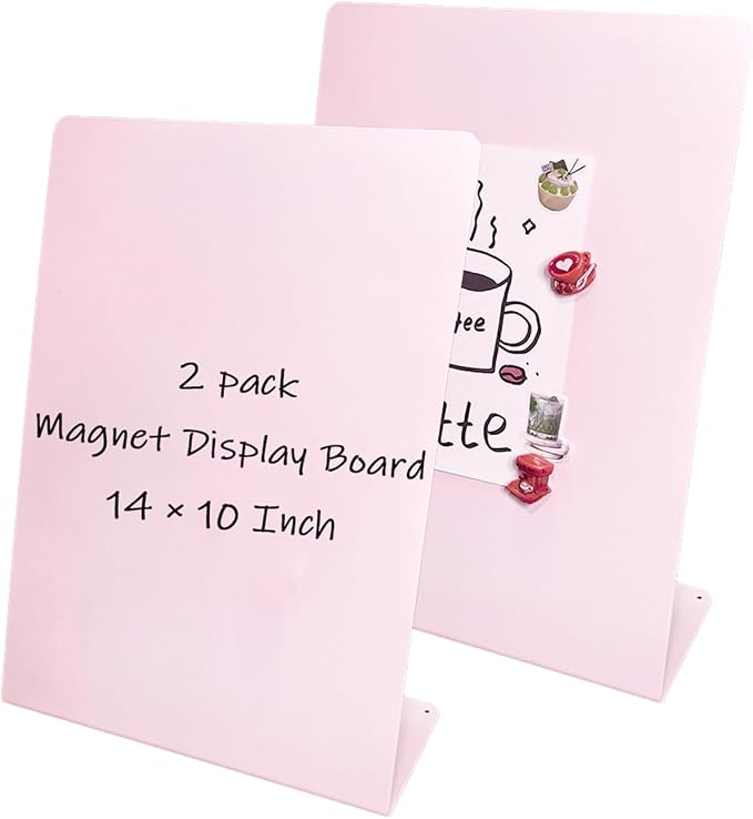 2 Pack Metal Pink Magnet Display Board
