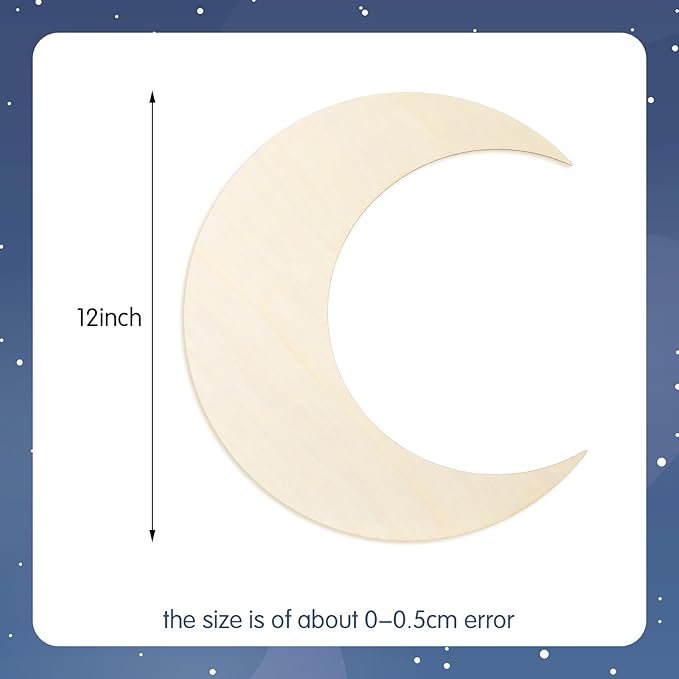 12 Pack 12 Inch Wooden Moon Cutout