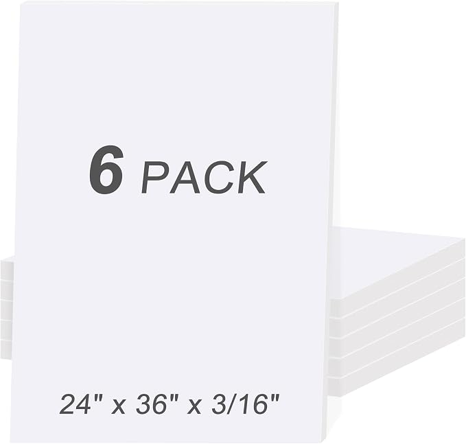 MYFAMIREA 6 Pack White Foam Board 24" x 36", 3/16" Thick Board Poster Acid-Free