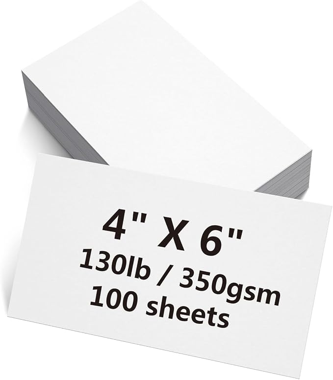 100 Sheets White Cardstock 4" x 6" Thick Paper