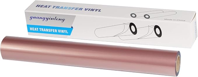 guangyintong PU Heat Transfer Vinyl Rose Golden HTV Rolls, Stretchy Thin Soft