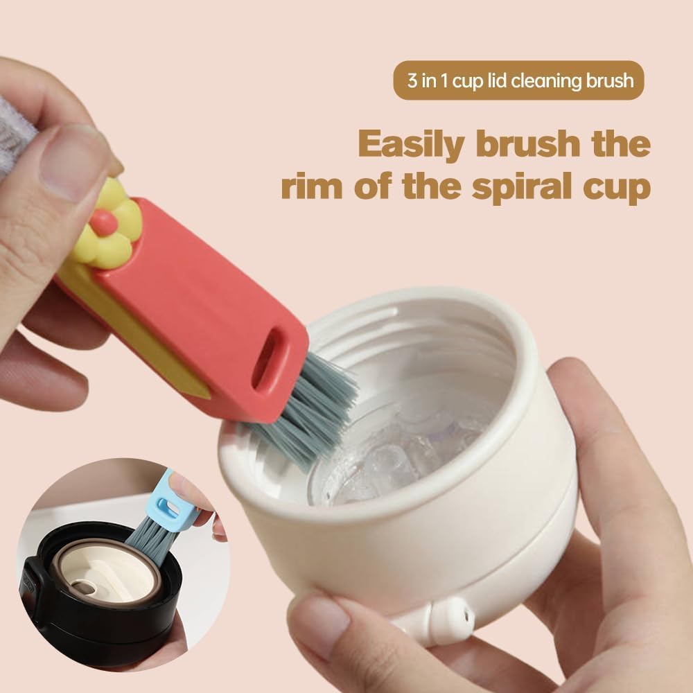 3 in 1 Cup Lid Cleaning Brush, 2025 Multifunctional Crevice Cleaning Brush for Bottle Gap Tight Spaces Cup, Cup Lid Gap Cleaning Brushes Set for All Kinds of Cups and Bottles (Blue)