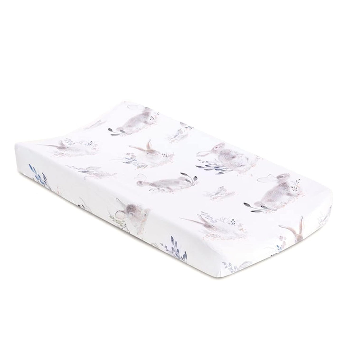 Oilo Changing Pad Cover, Breathable 100% Turkish Cotton Fitted Jersey, 300 Thread Count, Machine Washable, Fits Standard Changing Pads (32" x 16"), Girl, Boy, & Neutral Nursery Design, Cottontail