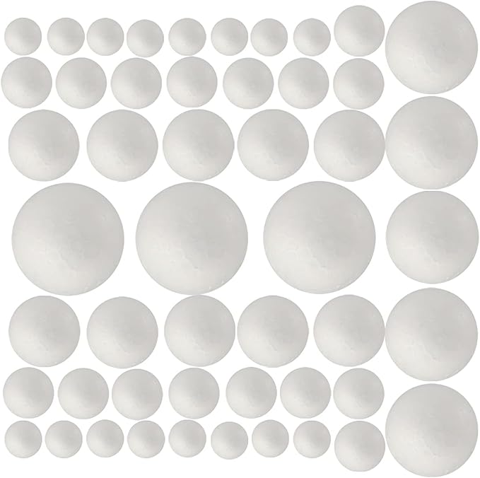 50 Pack Craft Foam Balls, 5 Sizes, Foam Balls