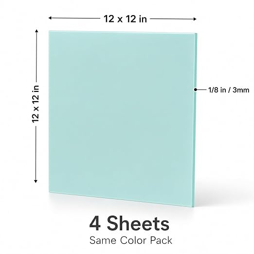 Macaron Pastel Cast Acrylic Sheets 12x12 1/8" | Dual finish matte & glossy cast