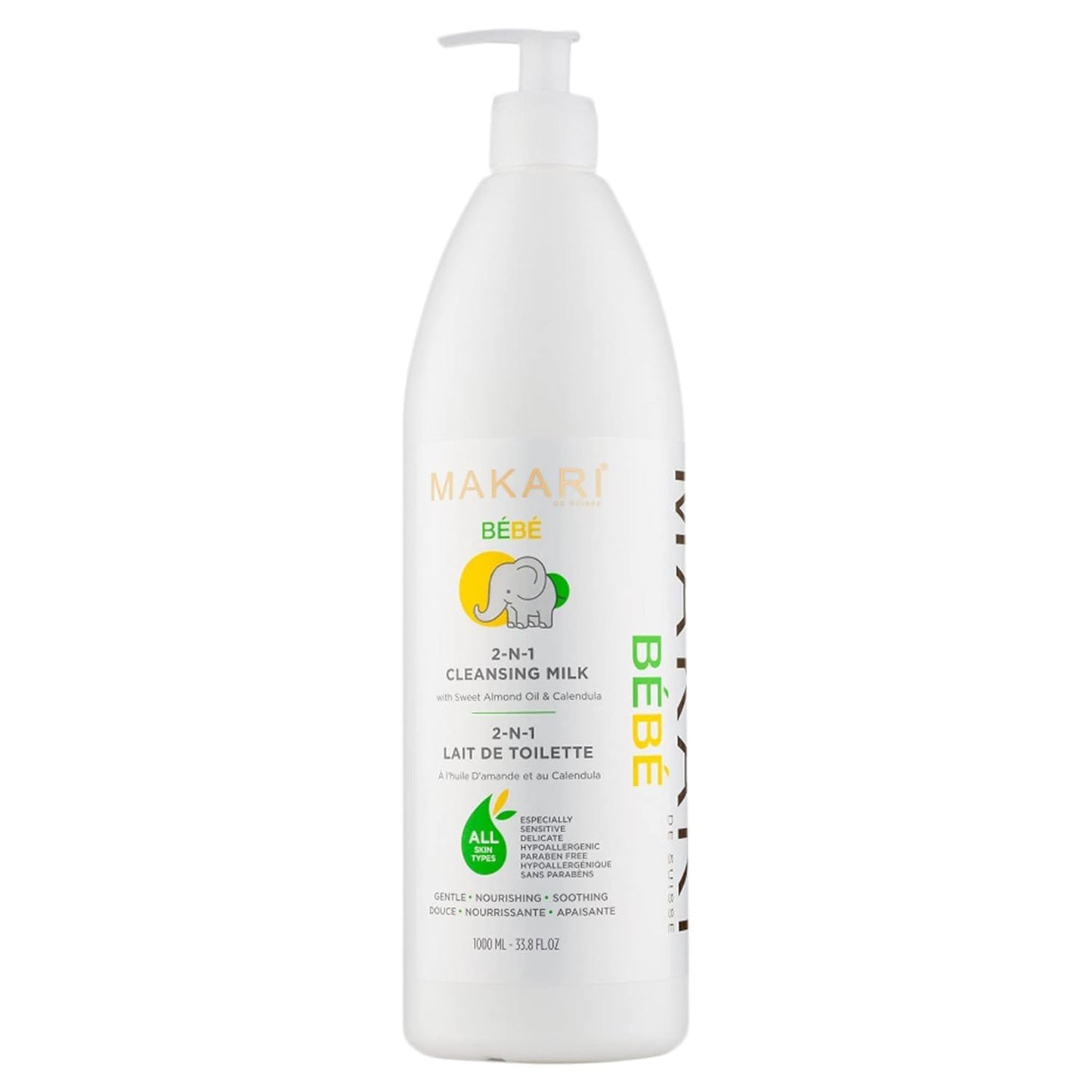Makari Bebe Cleansing Milk (1000ml) | Baby Body Wash and Dry Skin Softening Solution | Helps Soothe Irritation | Gentle on Infants 3 Months and Older | Recommended for Delicate and Sensitive Skin