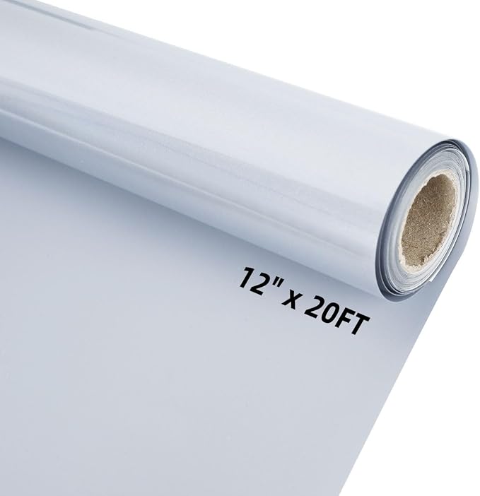 guangyintong Reflective Heat Transfer Vinyl HTV Rolls, Light Grey HTV Vinyl