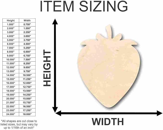 Unfinished Wood Strawberry Shape Fruit Craft up to 46" DIY 20" / 1/8"