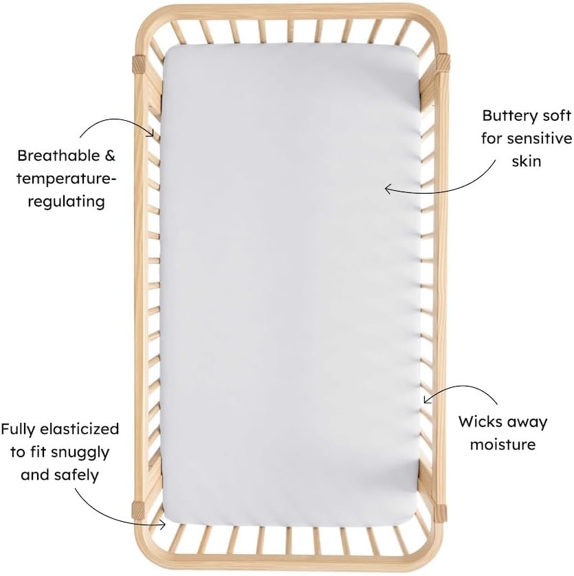 Kyte Baby Soft Crib Sheet - Standard Fitted Crib Sheet Made with Rayon from Bamboo, Ultra-Gentle and Breathable (Storm)