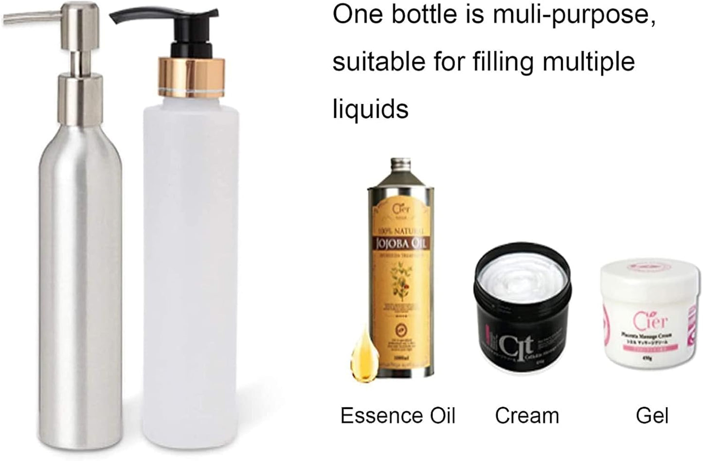Elitzia Massage Oil Bottling 250ML Beauty Salon Use Essential Oil Bottle with Pump Spare Part ETOH843 Oil Warmer Device ET31713 (Metal Pump Bottle)