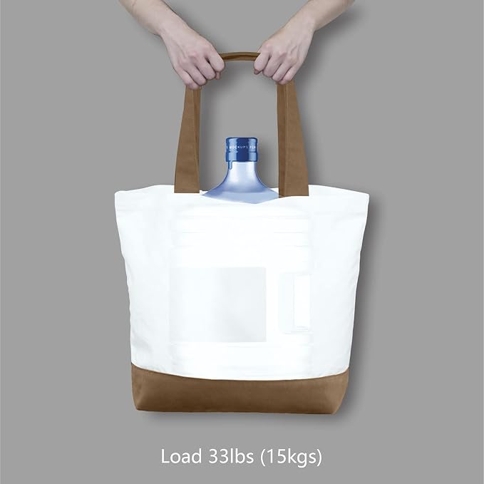TOPDesign 3-Pack Super Strong Large 12oz Cotton Canvas Tote Bags, Reusable