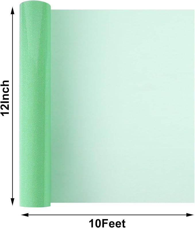 FUNKAKA Glitter Fluorescent Light Green HTV Heat Transfer Vinyl Rolls, Glitter