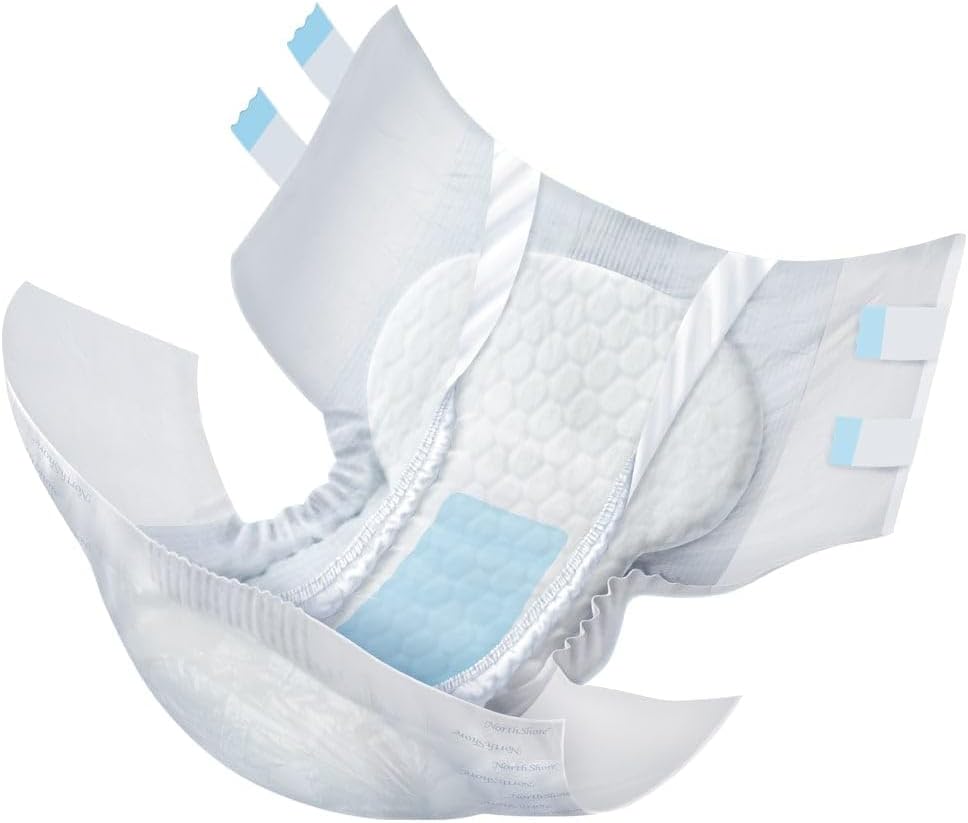 NorthShore MegaMax Adult Overnight Diapers, 12-Hour Tab-Style, X-Small, 12 Count Bag, White, 18-30 inches, Unisex Incontinence Underwear