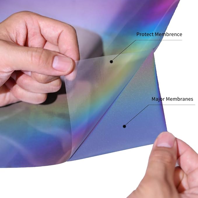 HTV Rainbow Reflective Rainbow Iron on Vinyl Heat Transfer Vinyl 12 inch x 8