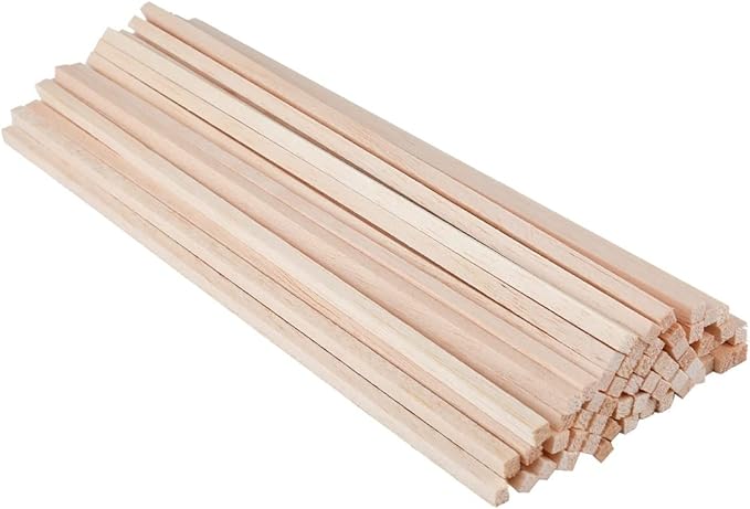 60 Pack Square Wood Dowel Rods 1/4x1/4x12 Inch Balsa Wood Sticks Natural Wood