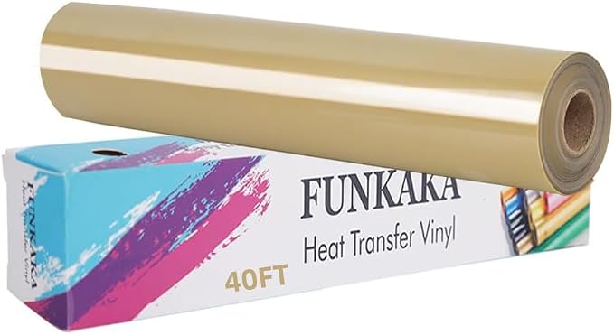 FUNKAKA Soil Golden HTV Heat Transfer Vinyl Rolls, Adhesive Vinyl