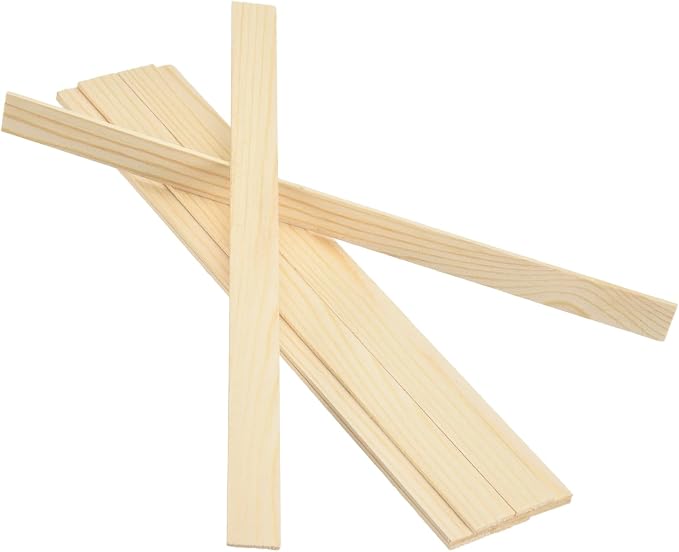 MECCANIXITY 10Pcs Wood Strips Slats, 5/64" x 7/8" x 12" Thin Wood Sticks Flat