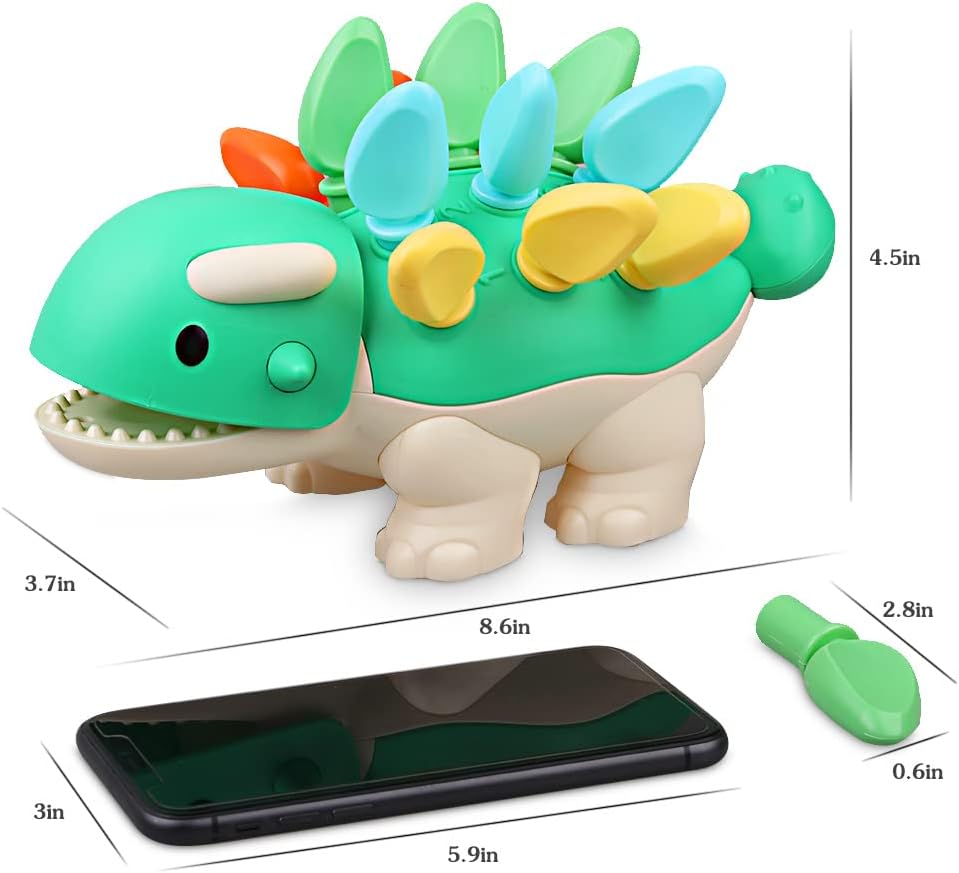 Baby Sensory Toys Toddler Montessori Learning Fine Motor Skills Toy for 6 9 12 18 Month One Year Old Boy Birthday Gift Kid Sorting Stacking Color Recognition Dinosaur Age 1 2 3 4 Educational Toys