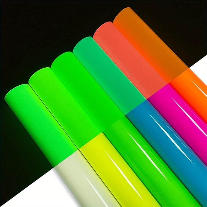 Fluorescent Glow in Dark HTV, Luminous Heat Transfer Lettering Film Glow in The