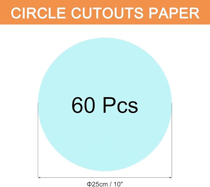 MECCANIXITY 60 PCS Light Blue Color Circle Cutouts Paper 10 Inch Round Card