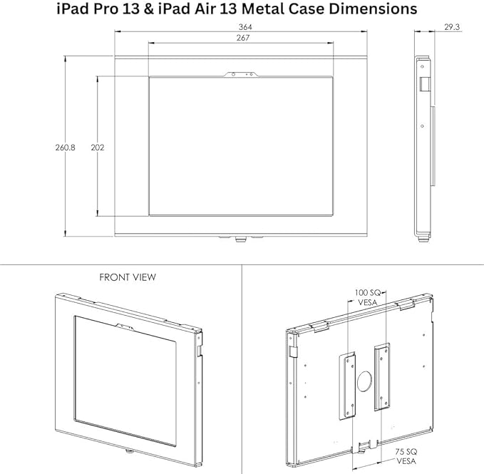 TABcare Locking Anti-Theft Metal Case for iPad Pro 13" for Kiosk, POS, Store, Show Display, Time Clock (White, iPad Pro 13)