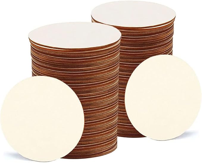 100 Pcs 3 Inch Wooden Circles, Unfinished Wood Circles Blank Round Disc Cutouts