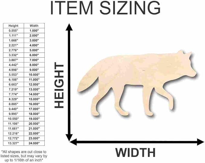 Unfinished Wood Wolf Shape Animal Wildlife Craft up to 46" DIY 10" / 1/2"