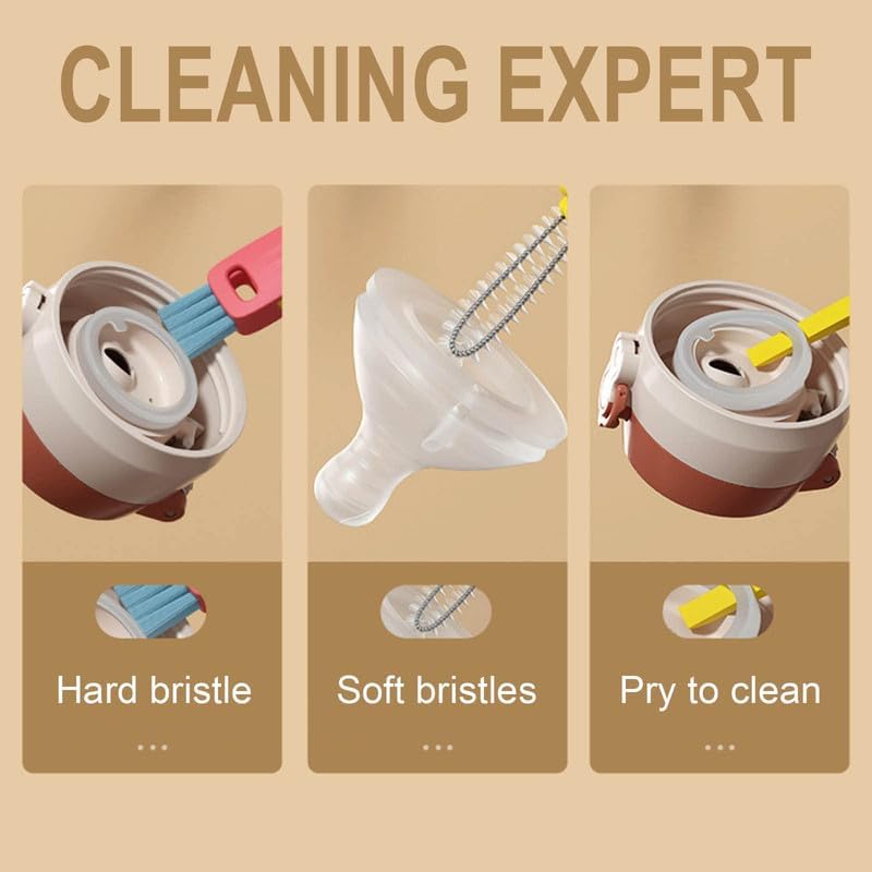 3 in 1 Multifunctional Cup Lid Cleaner with Brush(A) - New Crevice Cleaning Brush Set for Baby Bottle Gap Tight Spaces