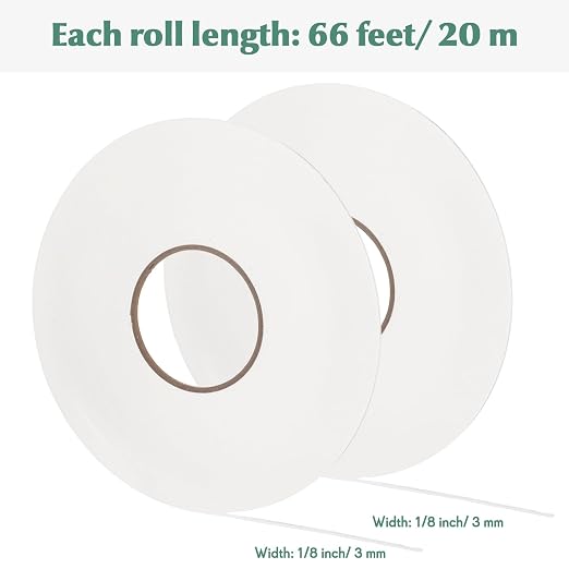 Tatuo 2 Rolls Double Sided Foam Tape PE Foam Tape Sponge Soft Mounting Adhesive