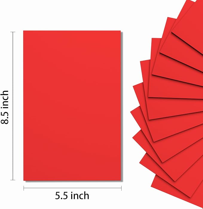 Do²ping Red Foam Sheets Crafts, 8.5x5.5 Inch Eva Craft Foam Paper