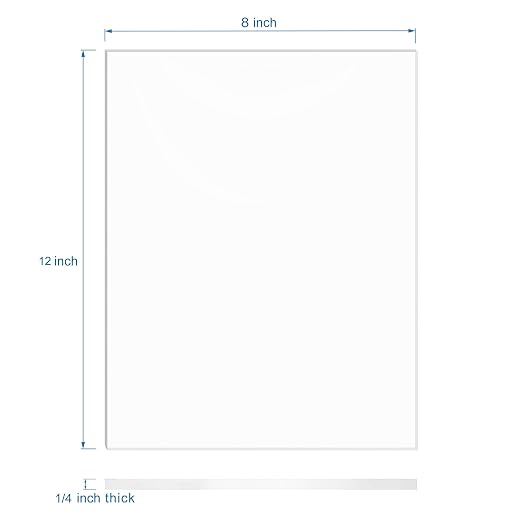 KAITELA 2 Pack 8" x 12" Clear Acrylic Sheet 1/4" Thick Cast Plexiglass Board