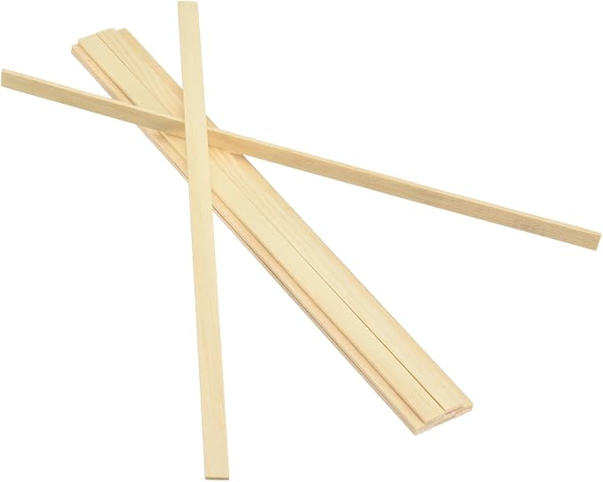 MECCANIXITY 10Pcs Wood Strips Slats, 5/64" x 3/8" x 12" Thin Wood Sticks Flat