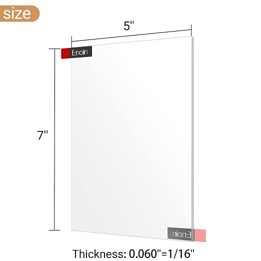 Enoin 4pcs 5 x 7 Acrylic Sheet Cut to Size Plexiglass Sheets 1/16 inch Thick
