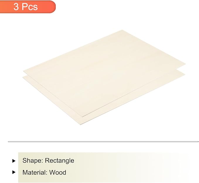 MECCANIXITY 3pcs Basswood Sheets 12 x 16 x 1/8 Inch Unfinished Wood Boards