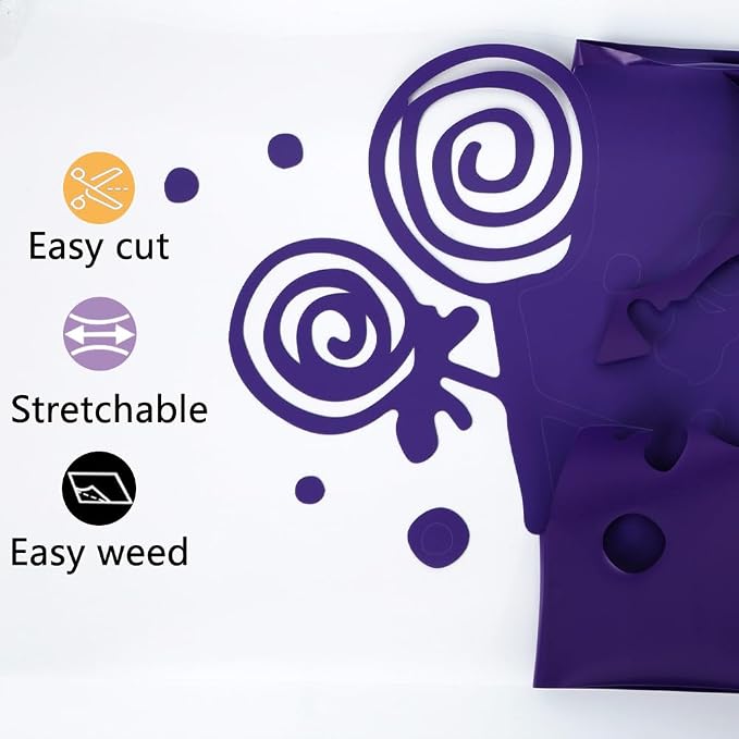 guangyintong Purple Heat Transfer Vinyl HTV Rolls, Glossy Surface HTV Vinyl