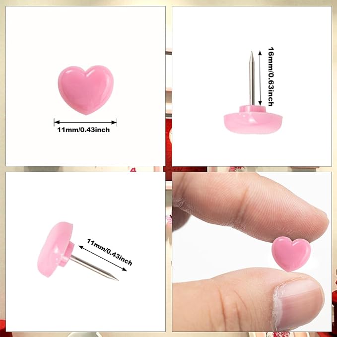 ELANE 100 Pcs Heart Thumb Tacks