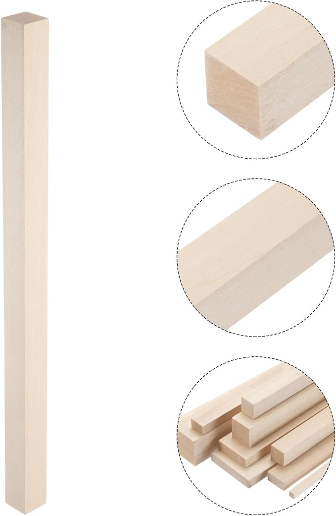 MECCANIXITY 6pcs Wood Sticks, 7/8"x 7/8" x 15" Rectangle Wooden Cube Wood