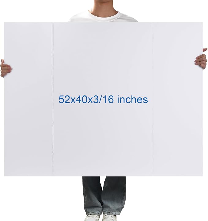 Foam Board Trifold 52 x 40 x 3/16", Large Foam Core Poster Board | 5 Pack