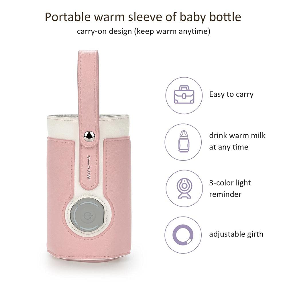3 Temperature Adjustable Portable Baby Bottle Warmer, Portable Car Travel Bottle Warmer USB Milk Heat Keeper Baby Bottle Warmer ()