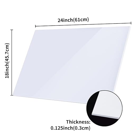 White Acrylic Sheets 18" x 24" x 1/8", 2 Pack Cranviech White Cast Plexiglass
