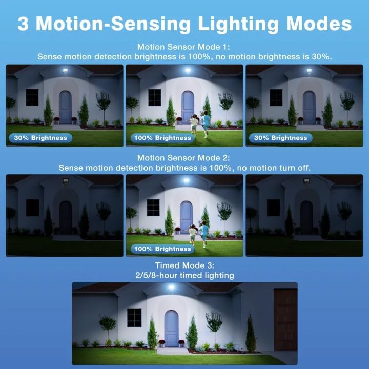 Solar Lights Outdoor Waterproof - 6500K Solar Street Lights Outdoor IP66 Waterproof LED Flood Light with Motion Sensor and Remote Parking Lot Lights Dusk to Dawn for Backyard/Outside/Garage 4Packs