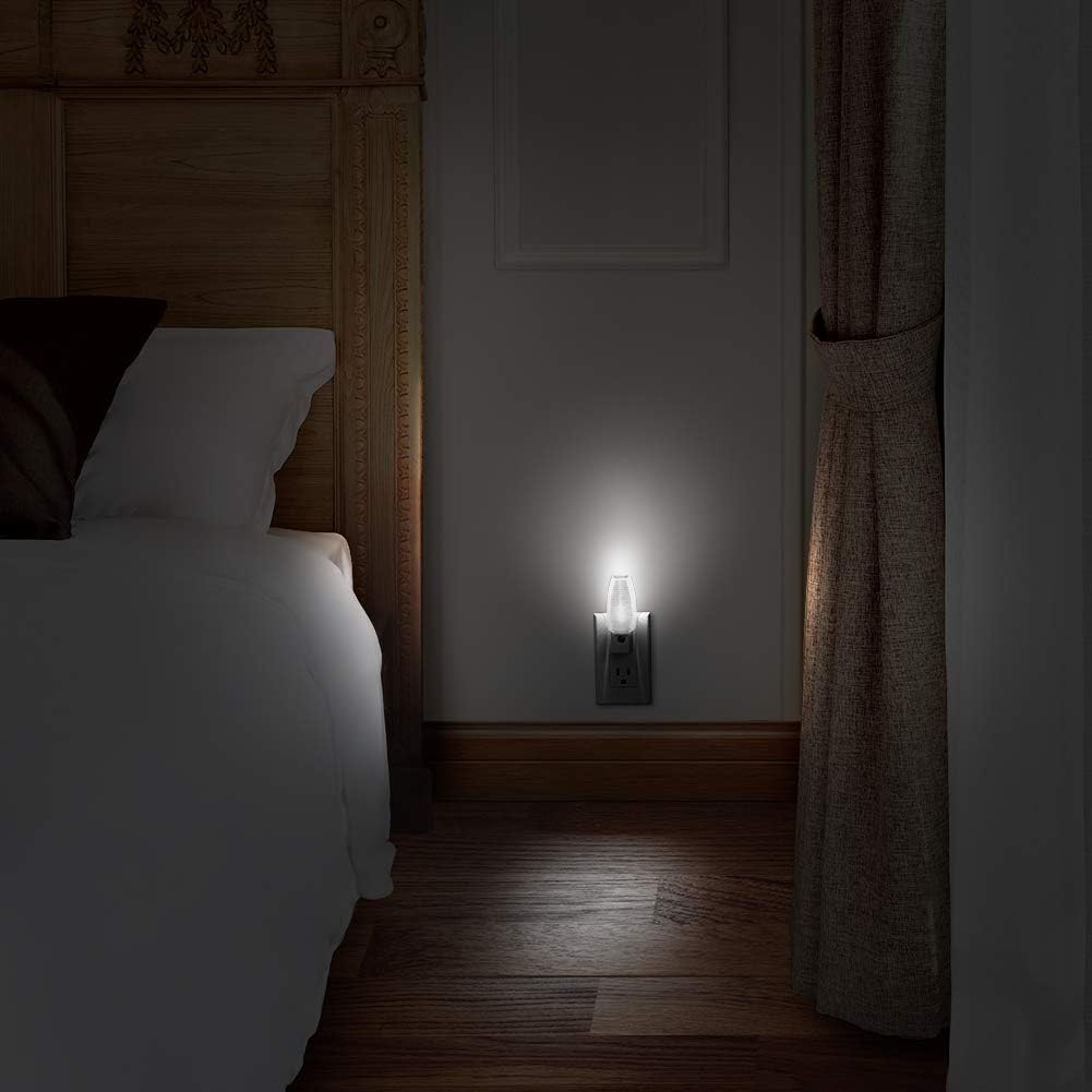 Emotionlite Plug in Night Light, Neutral White LED Nightlight, Dusk to Dawn Sensor, Kids, Nursery, Bedroom, Bathroom,Hallway, Stairs, Kitchen, 4 Pack