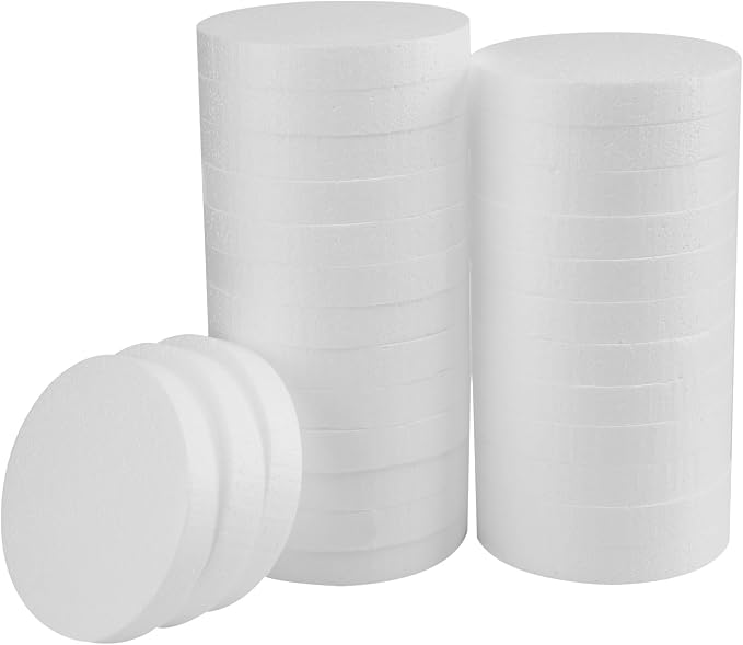 FFchuanhe 28 Pack Crafts Foam Circles, Polystyrene Round Foam Discs