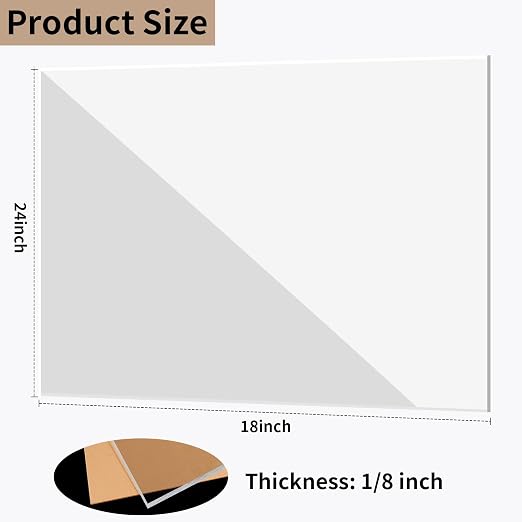 18 x 24 inch Clear Acrylic Sheets 1/8 inch Thick
