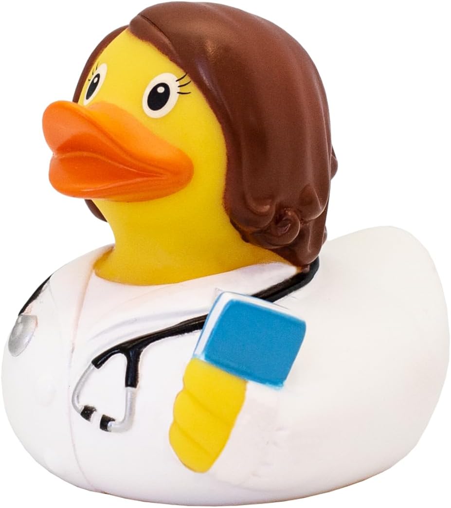 3 Inch Female Doctor Rubber Duck Bath Toy, Auto Dashboard Decoration, Vacation Cruising Gift