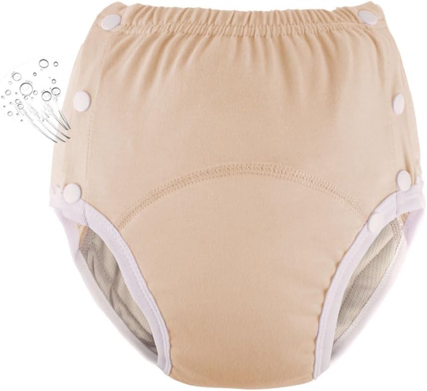 WEEOATAR Unisex Reusable Adult Cloth Diaper,Washable Swim Nappies,Adjustable Incontinence Cloth Diaper with Snaps,Underwear for Seniors,Disability,Postpartum Waist:22.0-35.4in(Orange,M)