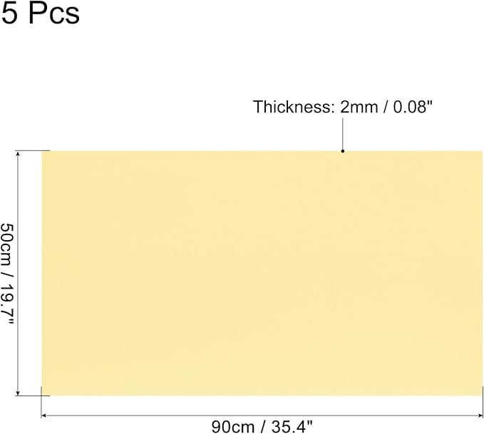 MECCANIXITY EVA Foam Sheets Light Yellow 35.4 Inch x 19.7 Inch 2mm Thick Crafts