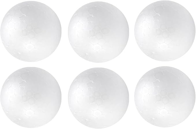 Crafjie 6pc 4 Inch Craft Foam Balls White Smooth Polystyrene Foam Ball