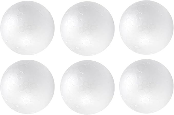 Crafjie Craft Foam Balls 2.75 Inches in Diameter 6-Pack, Smooth Polystyrenets